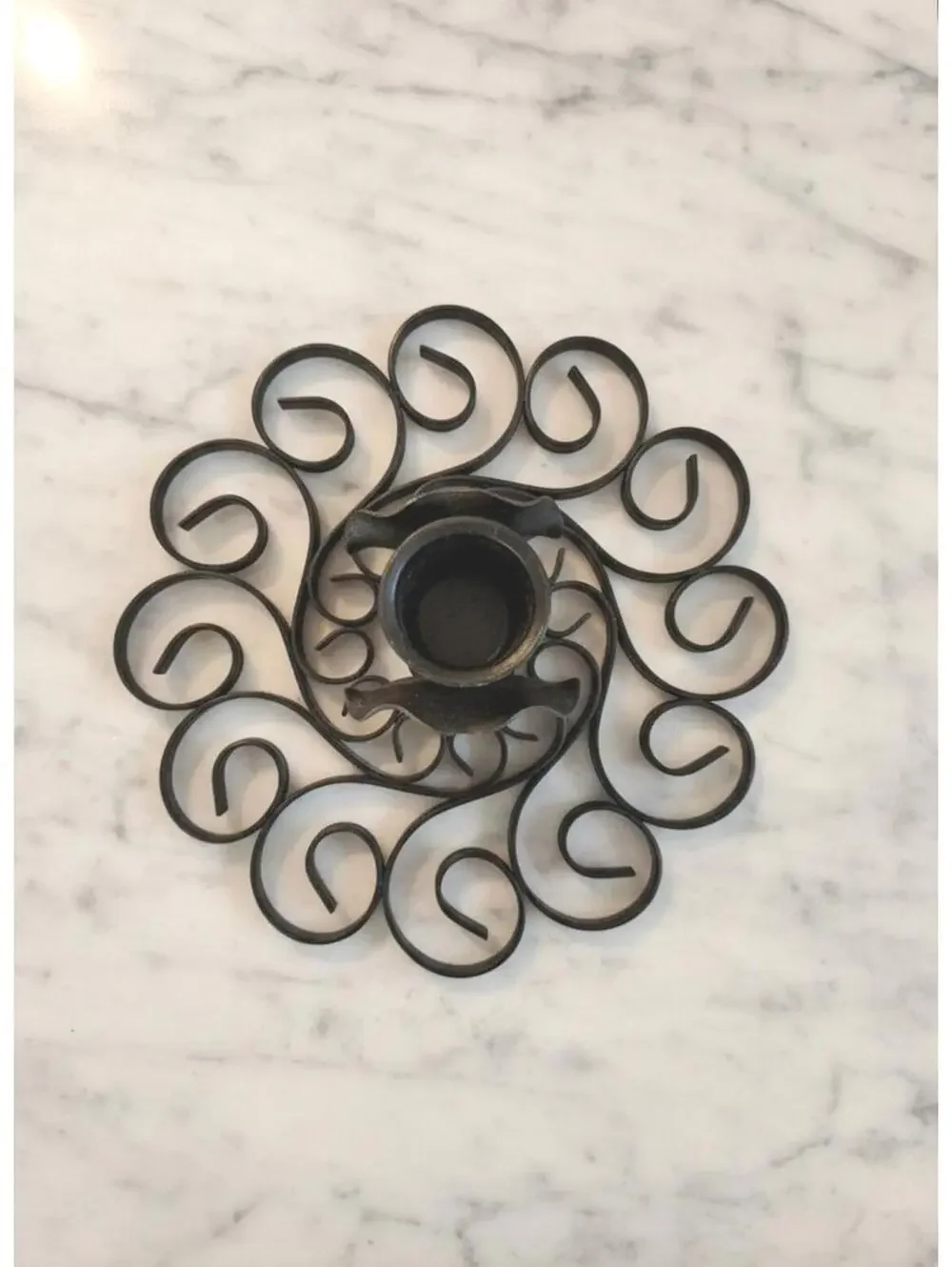 4 Pc Vintage Decorative Wrought Iron Scroll Work Heart and 3 Sconces